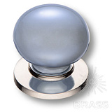 Ручка кнопка керамика с металлом, голубой/глянцевый никель (3005-51-BLUE PEARL)