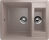 Мойка кухонная прямоугольная, две чаши без крыла, искусственный камень, цвет песочный (ES-21/302)