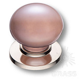 Ручка кнопка керамика с металлом, розовый/глянцевый никель (3005-51-PINK PEARL)